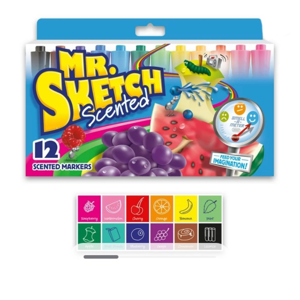 NEW Mr. Sketch Assorted Colors Chisel Tip Scented Markers, 1 Pack of 12